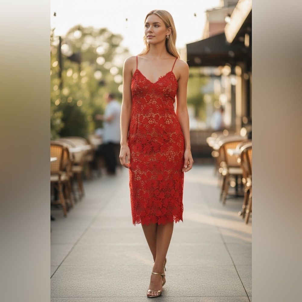 Bardot Tayla Red Lace Dress Size 6